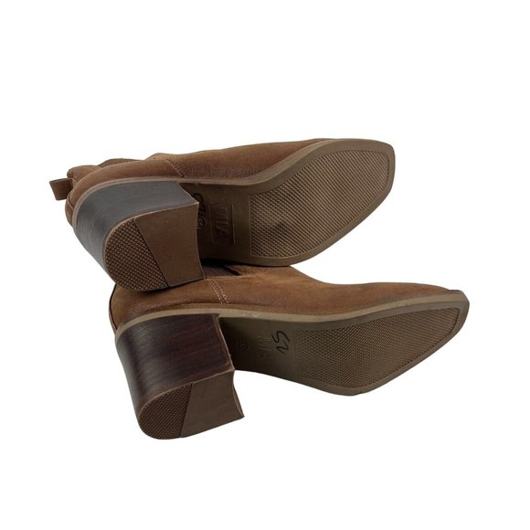 MIA Ankle Boots Size 8.5 Faux Suede Slip On Chelsea Western Block Heel Side Gore - Picture 5 of 11